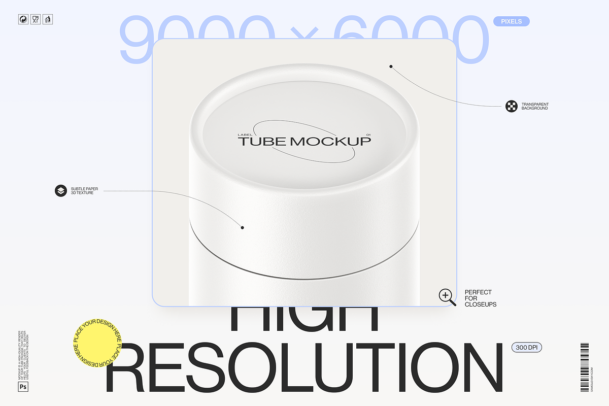 Paper Tube Package Mockup Set 2, a Cups & Container Mockup by Samolevsky (Photo 9 of 17)