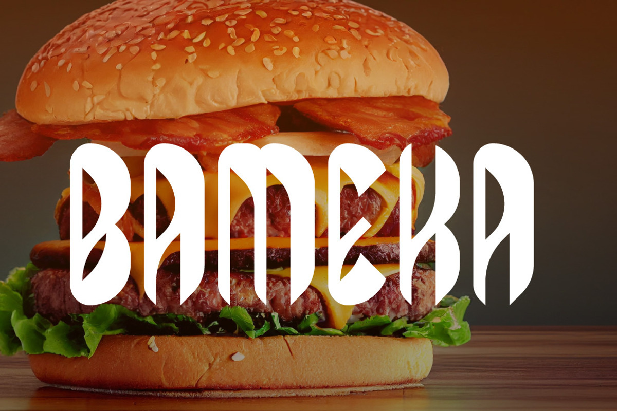 Bameka - Bold Logo Typeface, a Sans Serif Font by 3ab2ou (Photo 1 of 3)