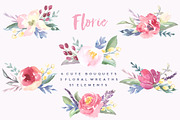 Watercolor cute bouquets Florie, an Illustration by KitsPix (Thumbnail 1 of 4)