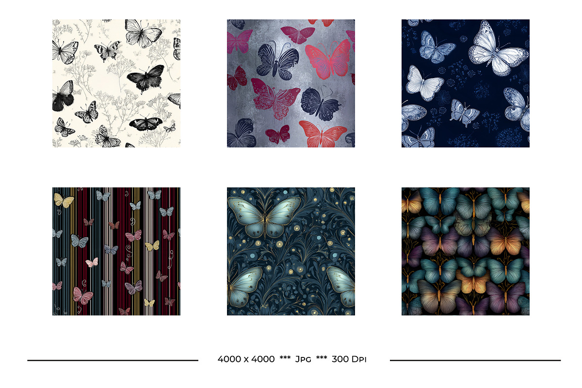 Butterfly Retro Art Style Patterns, a Pattern Graphic by karenfoleyphoto (Photo 14 of 16)