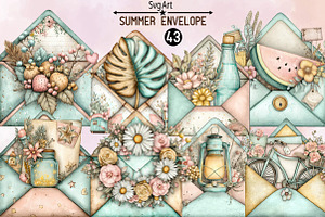 Whimsical Summer Envelope Clipart Bu, an Illustration by SVGArt