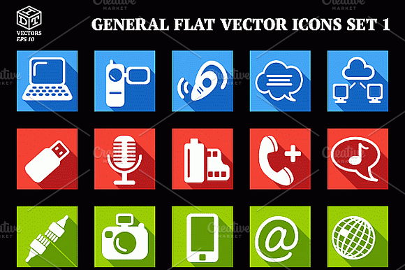 General Flat Vector Icons 4 Packs