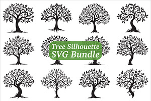 Tree Silhouette SVG Bundle, an Illustration by Creativeshirt