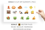 Farm Seamless Pattern + Clipart + Ai, a Pattern Graphic by NDesigns (Thumbnail 4 of 4)