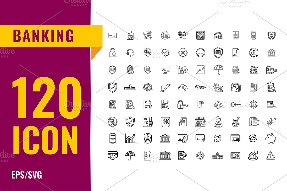 Banking & Finance Line Icons, an Outline Icon by gstudiovect21 (Photo 2 of 2)