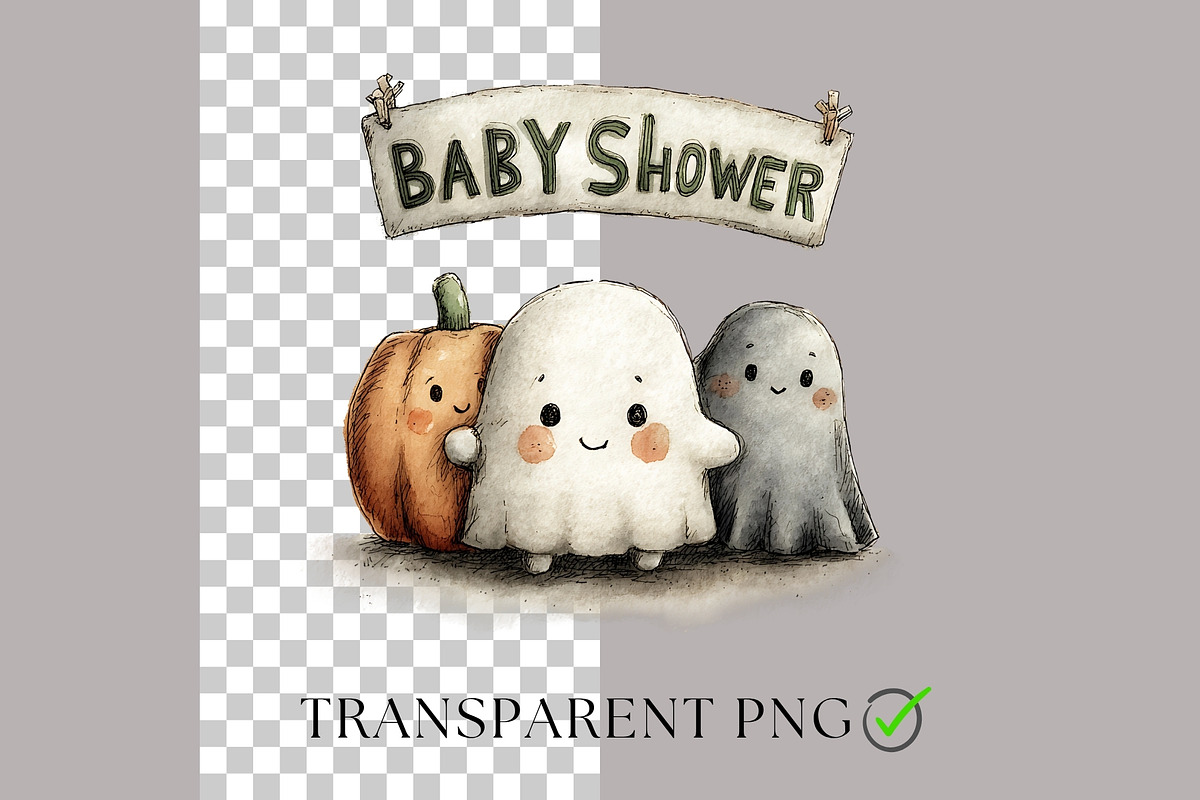 Halloween Baby Shower PNG & Patterns, a Seasonal Illustration by Nicole Branger Art (Photo 2 of 23)