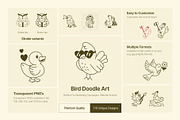 Bird Doodle Art Set, an Outline Icon by Vectors Market (Thumbnail 2 of 8)