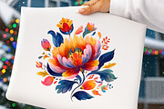 Watercolor Colorful Folk Floral, an Illustration by Digital Artistic99 (Thumbnail 9 of 9)