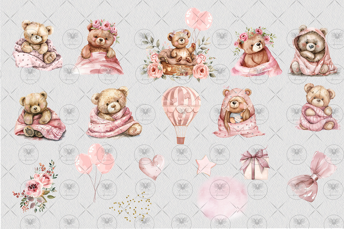 Teddy Bear Clipart, an Illustration by BigCakeBee (Photo 3 of 4)