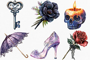 Watercolor Gothic Wedding Clipart, an Illustration by Canvas Craft (Thumbnail 3 of 7)