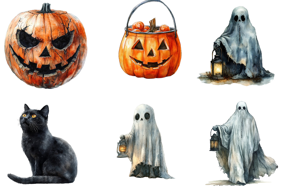 Vintage Halloween Clipart, a Seasonal Illustration by DreamArtGraphic (Photo 4 of 5)