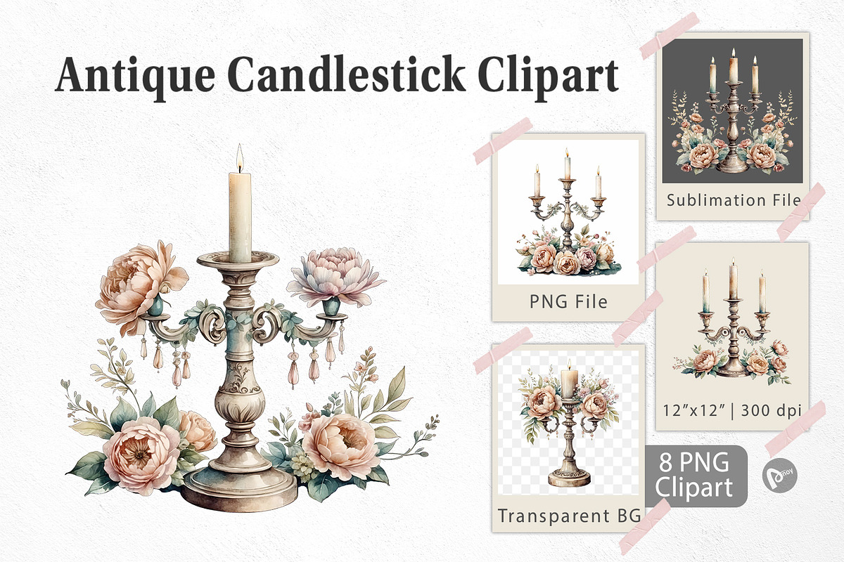 Antique Candlestick Clipart, an Object Graphic by Artnoy (Photo 1 of 5)