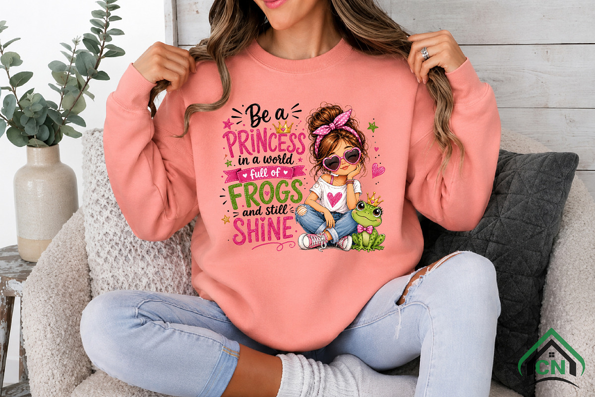 Cute Frog Princess Girl Sublimation, a Seasonal Illustration by Craft Nest (Photo 2 of 6)