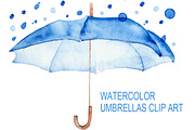 Watercolor blue umbrellas., an Education Illustration by WatercolorArt (Thumbnail 1 of 3)