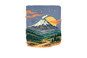 Vintage Mountain Wall Art, Volcano, a Background Graphic by LaseredNinja (Thumbnail 2 of 3)