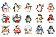 Watercolor Christmas Penguin, an Illustration by Designking (Thumbnail 3 of 5)