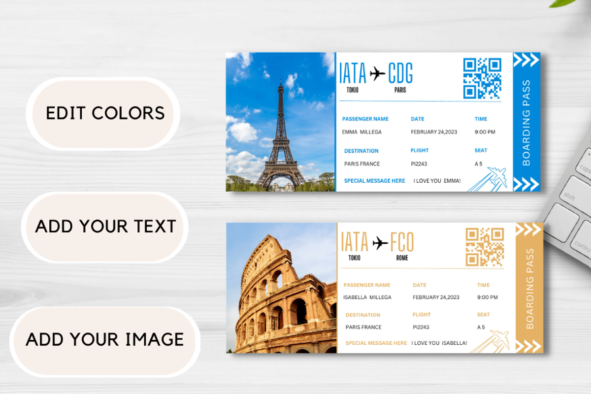 Editable Boarding Pass Template, a Card Template by YasdeyDesigns (Photo 7 of 8)