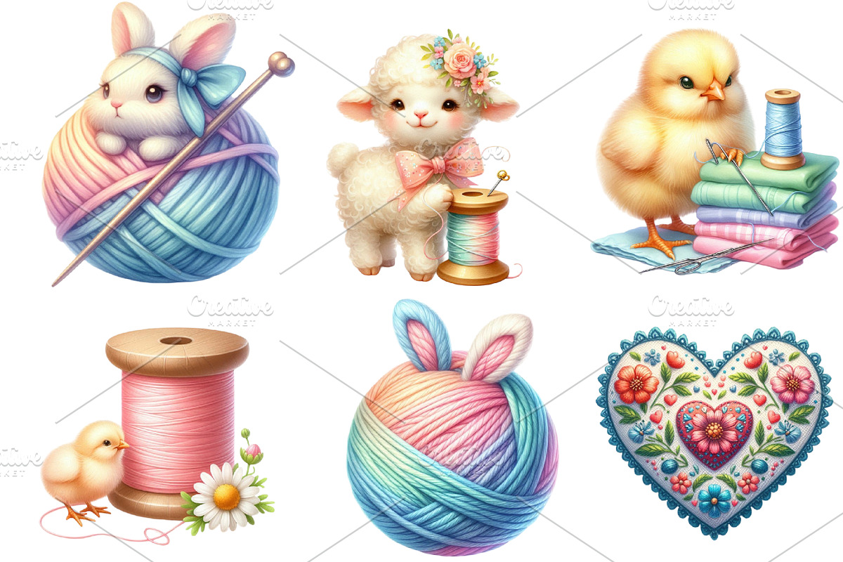 Spring & Easter Sewing Clipart, an Illustration by Watercolor design (Photo 2 of 4)
