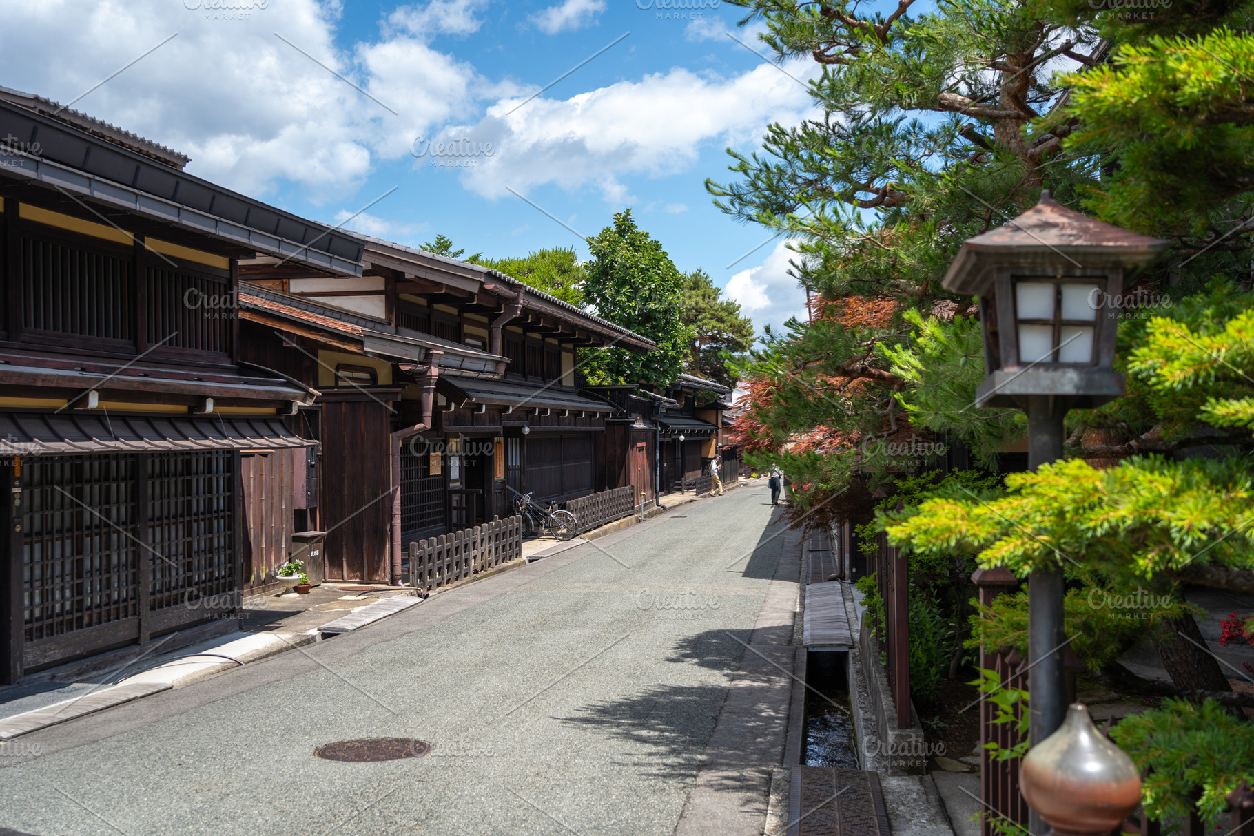 Traditional street in the old district of Takayama, Japan, an Architecture Photo by GoodGoods