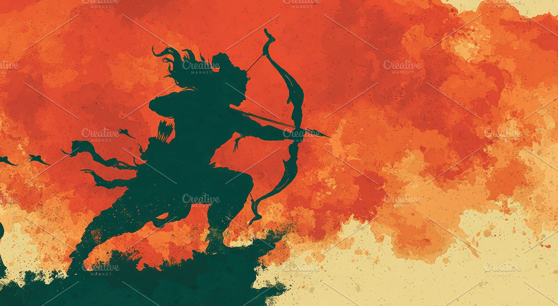 Lord Rama Warrior Silhouette Running with Bow and Arrow Against, a Person Photo by José Manuel Gelpi