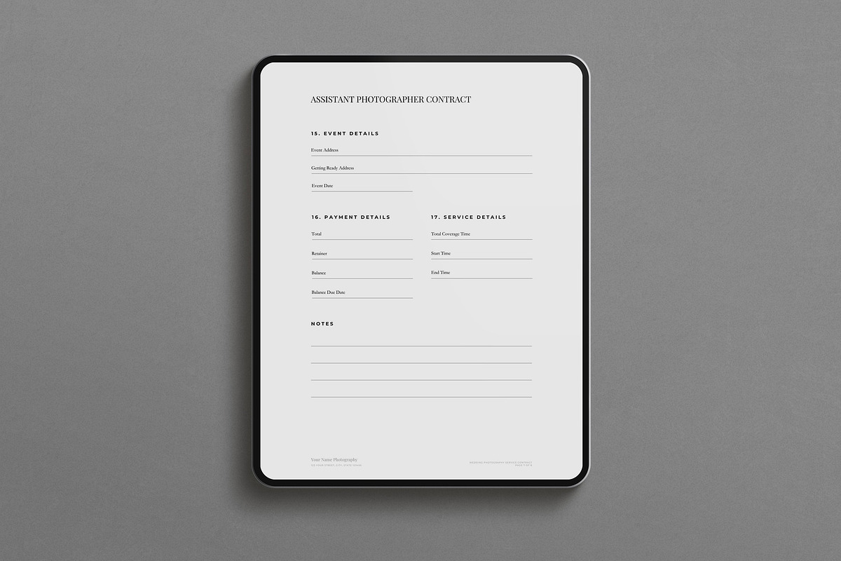 Second Shooter Contract Template, a Stationery Template by Cagdas Yoldas (Photo 5 of 5)