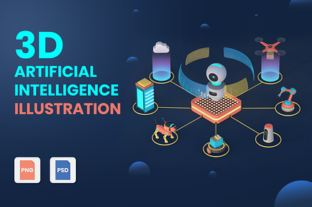 3D AI Illustration, a Scene 3D Model by Flat Icons