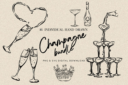 Champagne Toast Vector Set, an Illustration by CraftingOnSunday
