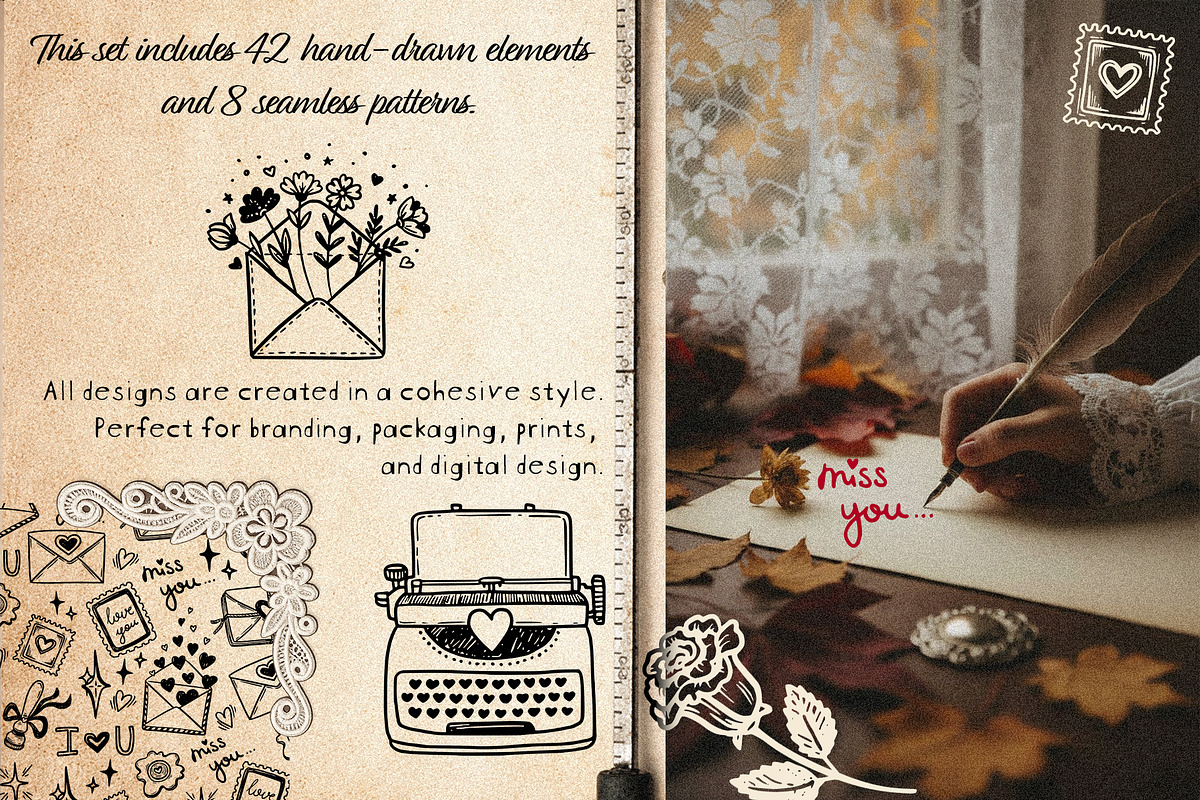 Love Letters Hand Drawn Vector Set, a Graphic by Nadya Saen Art (Photo 3 of 7)