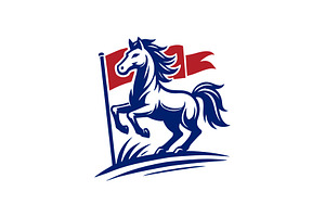 Horse Stallion With Flag Logo, a Branding & Logo Template by funpixel