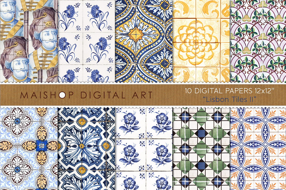 Digital Papers Lisbon Tiles Set 02