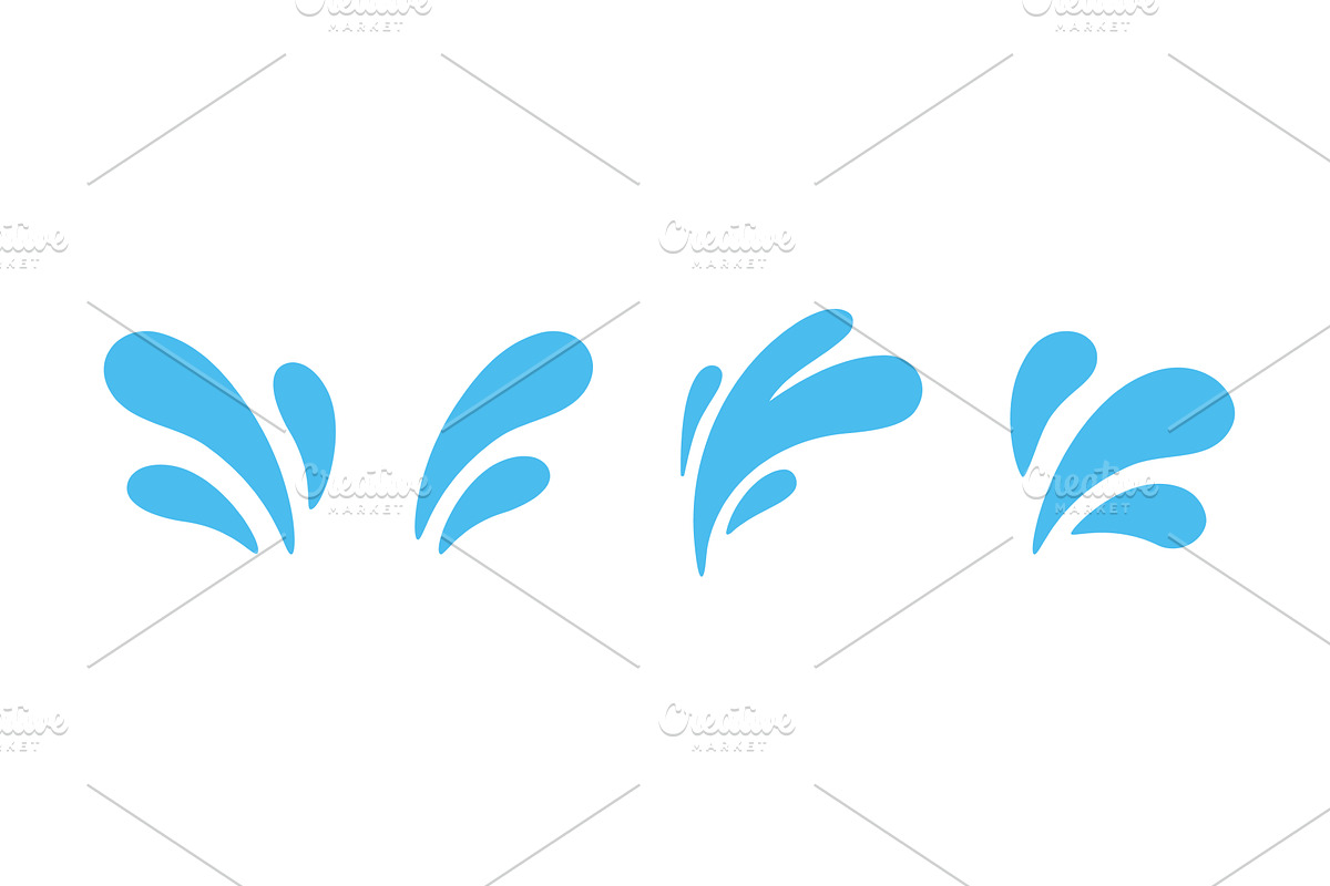 Set of three blue splash sprays, an Illustration by GraphiShop