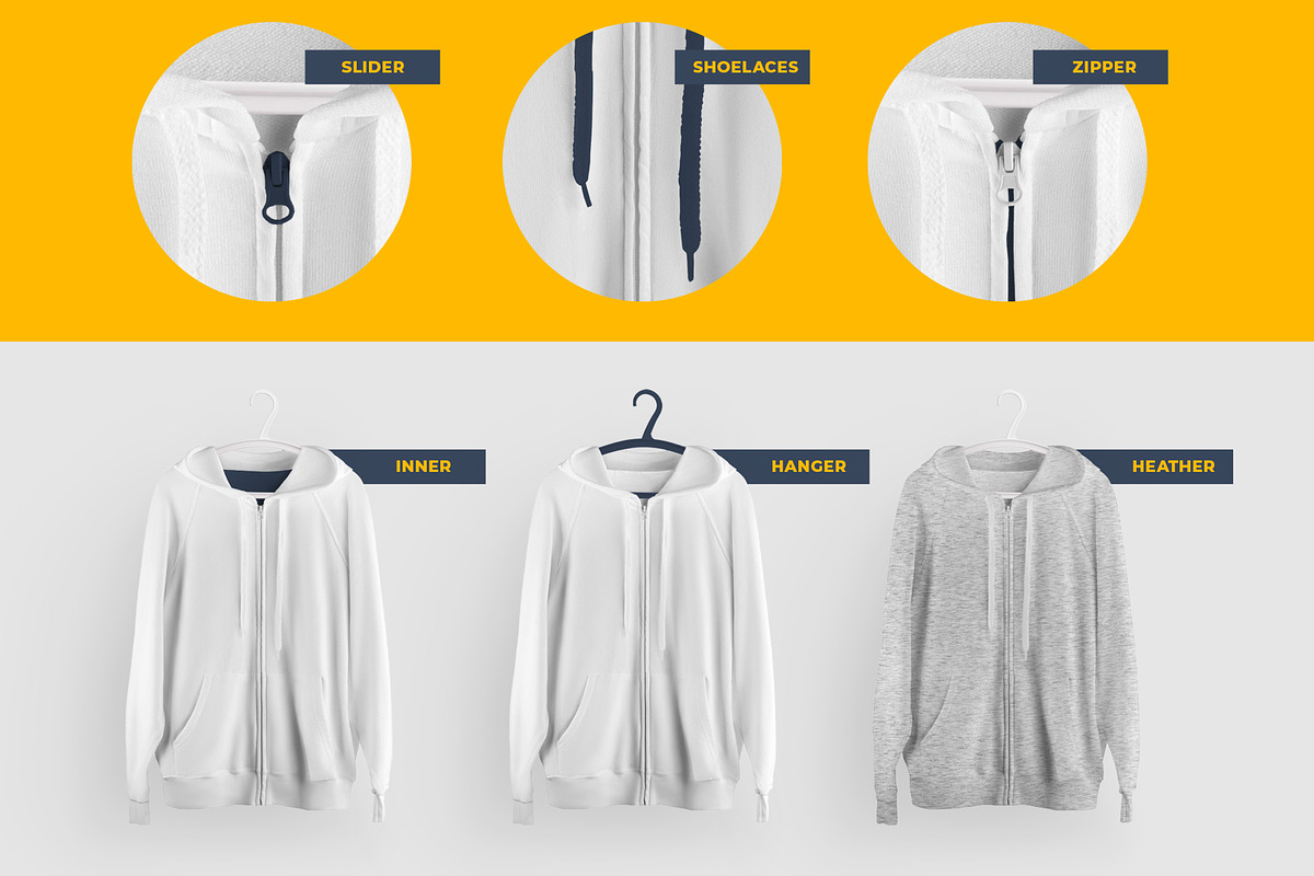 8 Zip Hoodie Mockups, a Hoody Mockup by Grow Design Craft Studio (Photo 5 of 8)