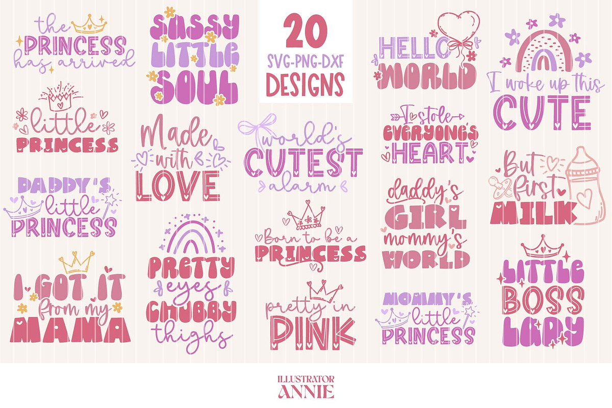 Baby Girl SVG Quote Bundle, an Object Graphic by IllustratorAnnie (Photo 1 of 8)
