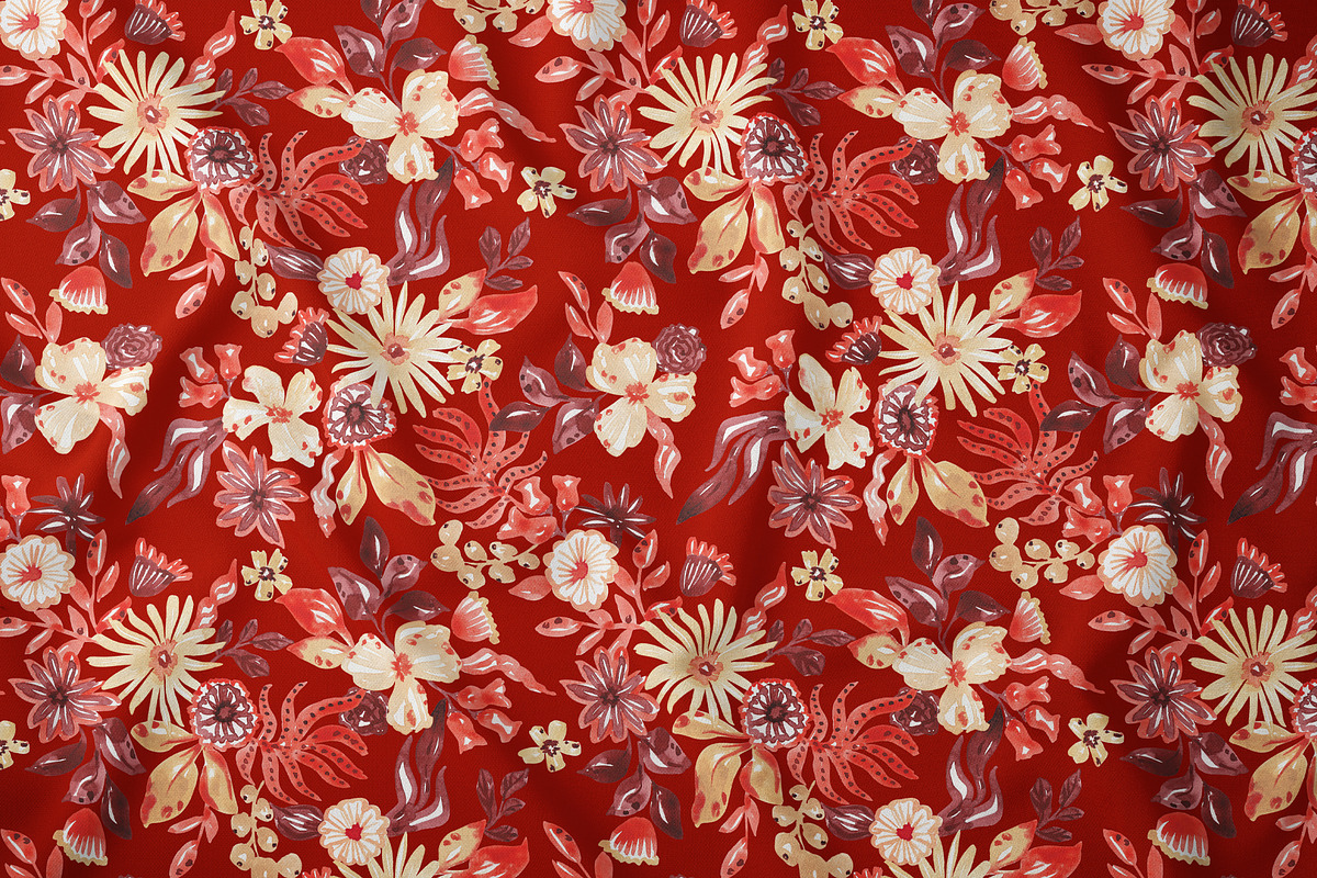 Watercolor Autumn Floral Pattern, a Pattern Graphic by SirenaArt (Photo 6 of 12)