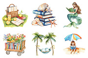 Summer Reading Watercolor Clipart, a Seasonal Illustration by DreamArtGraphic (Thumbnail 4 of 4)