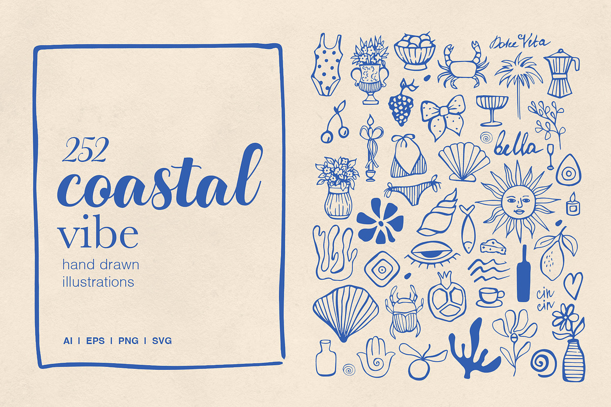 Coastal Vibe Clipart Set, an Object Illustration by Art Dari Autumn (Photo 1 of 15)