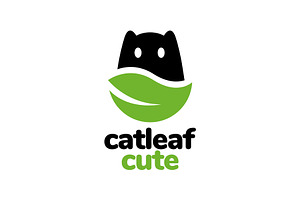 cat pets shape leaves simple logo, a Branding & Logo Template by devastd