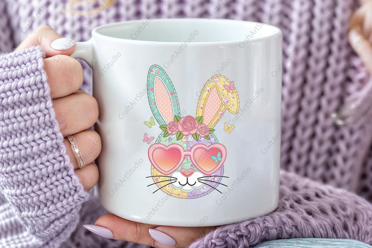 Floral Patchwork Easter Bunny Png, an Illustration by CraftArtStudio (Photo 2 of 4)