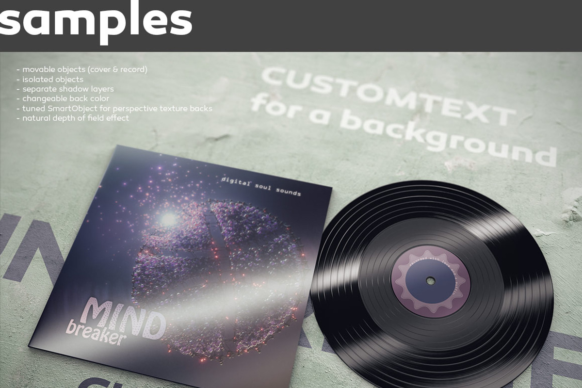 12'' Vinyl Record Mockup Set - 8 PSD, a Packaging Mockup by mockupgeek (Photo 3 of 3)