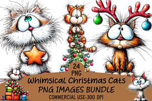 Whimsical Christmas Cats Clipart, an Illustration by Craft Nest