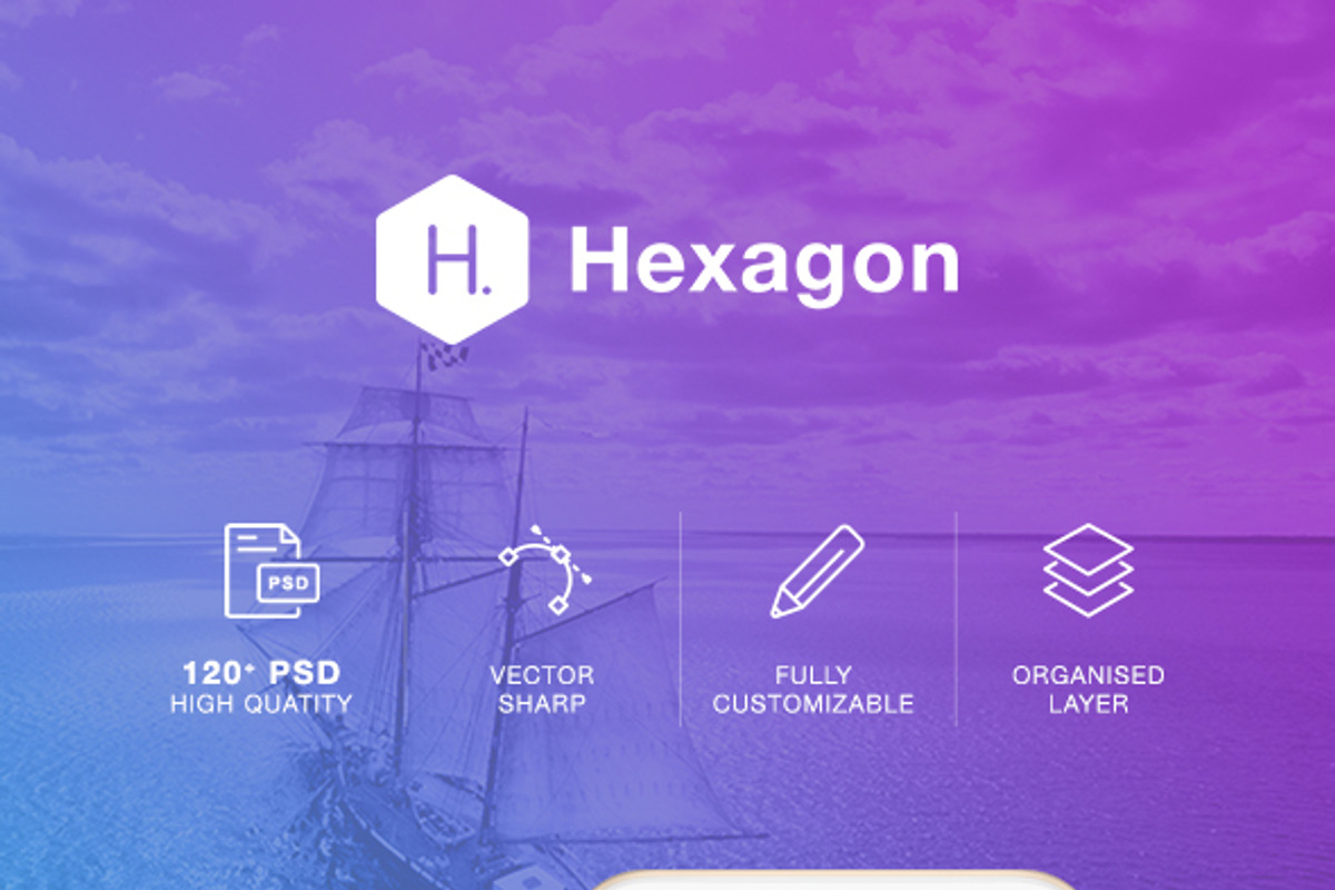 Hexagon Mobile UI Kit, an UI Kit Template by hoangpts (Photo 1 of 8)