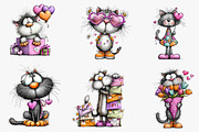 Valentine Cat Clipart Bundle, an Illustration by CreationArt (Thumbnail 4 of 5)
