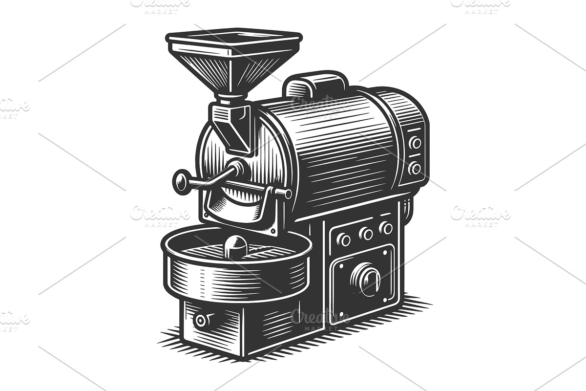 Coffee Roaster Machine vector, an Illustration by AlexArt