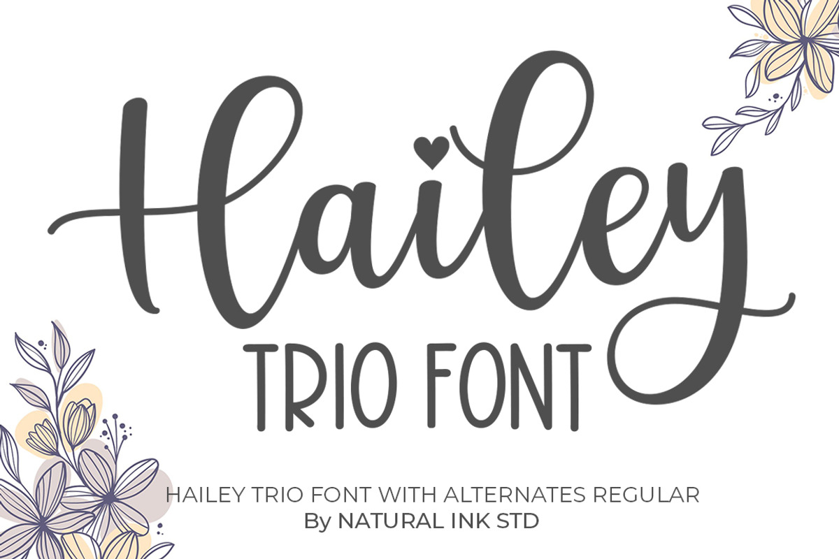 Hailey Trio Font, a Script Font by Natural Ink Studio (Photo 1 of 8)