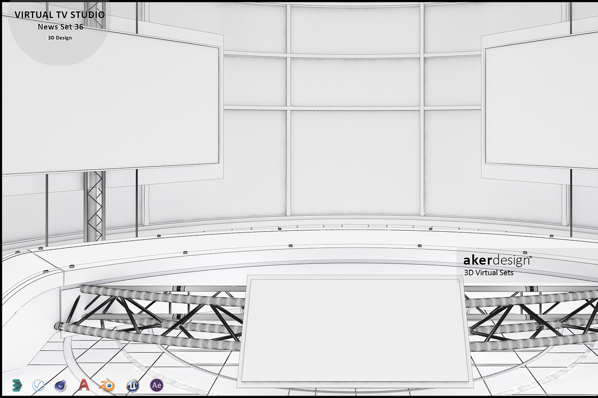 Virtual TV Studio News Set 36, an Architecture 3D Model by akerStudio (Photo 11 of 25)
