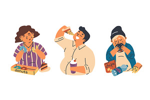 People addicted to food set, a Food Illustration by Good Studio