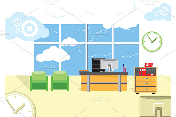 Modern office interior with designer preview 2