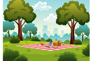 Picnic city park, ready-to-eat food, an Illustration by the8monkey
