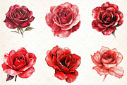Red Lithograph Roses Clipart, an Illustration by DreamCafeArt (Thumbnail 3 of 7)