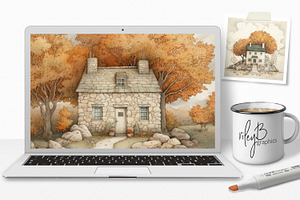 Autumn Houses Illustrations